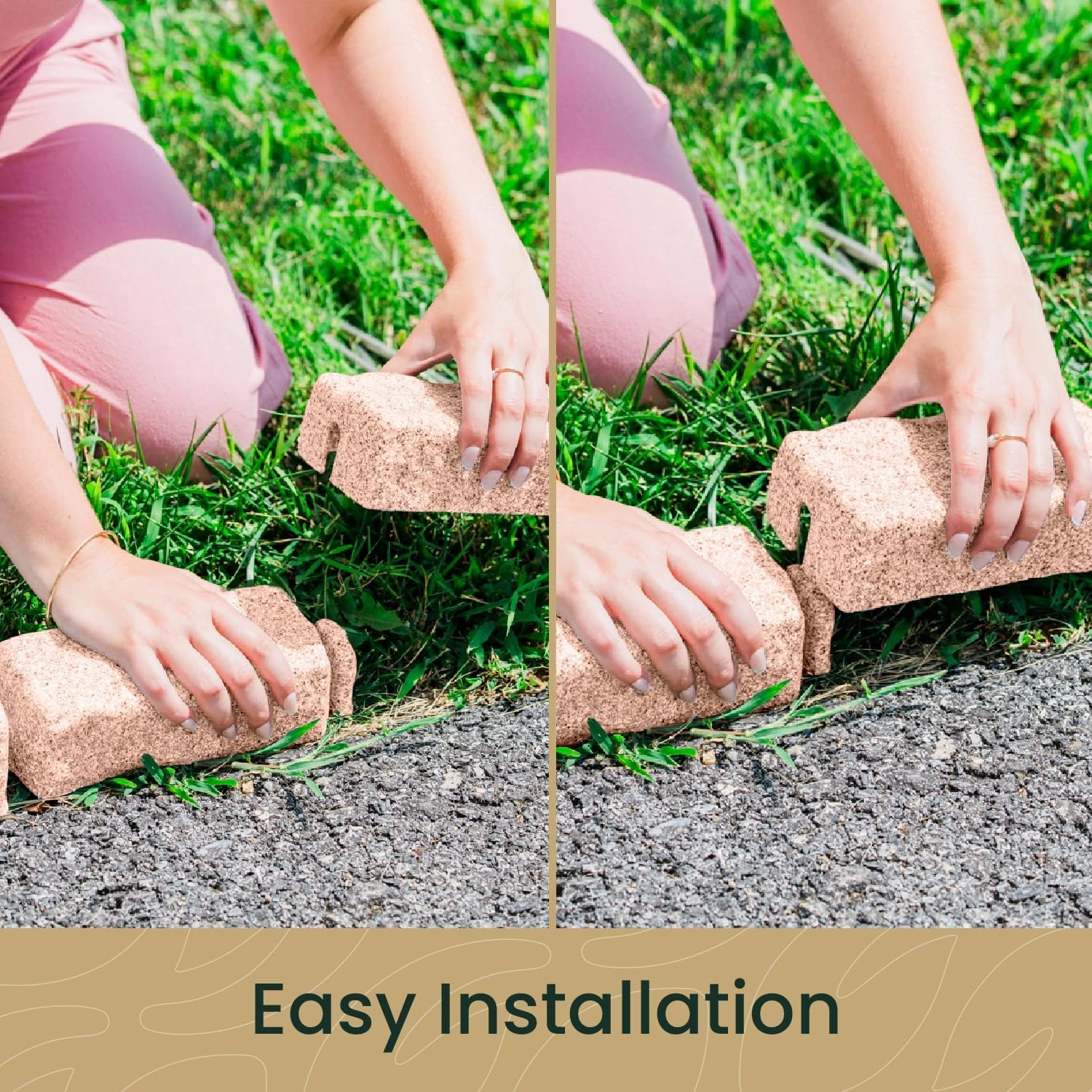 Beuta Landscape Edging | Garden Edging Border | Faux Stone Bricks for Lawn Edging, Flower beds, Pathways & Yard Edging– 1 Pack | Each Section Has 6 Bricks 48" L x 4" W x 2.25" H | 3 Spikes |Sandstone