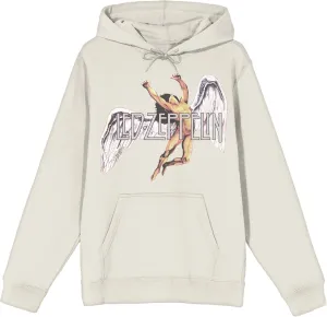 Bioworld Led Zeppelin Falling Icarus & Logo Long Sleeve Sand Adult Hooded Sweatshirt