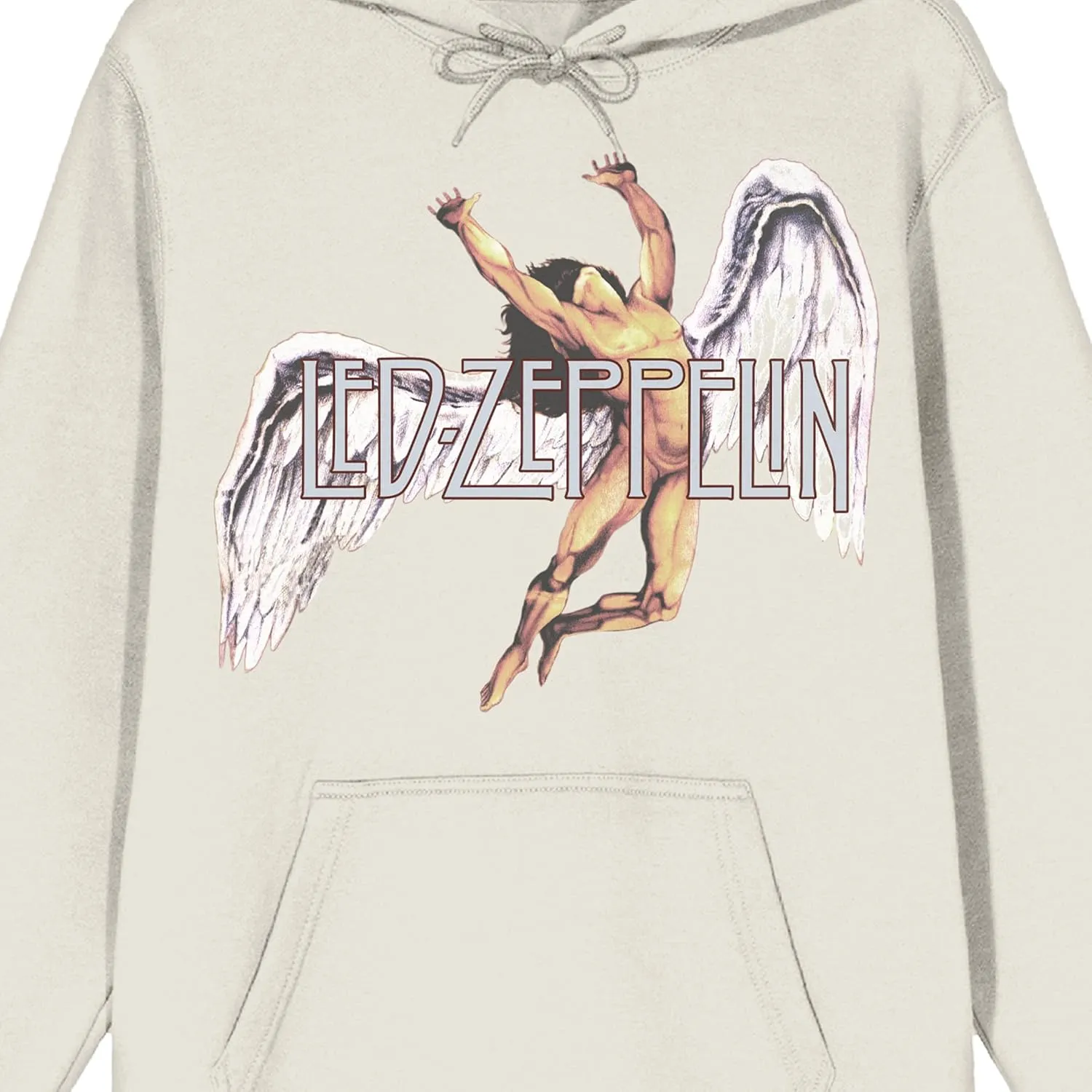 Bioworld Led Zeppelin Falling Icarus & Logo Long Sleeve Sand Adult Hooded Sweatshirt