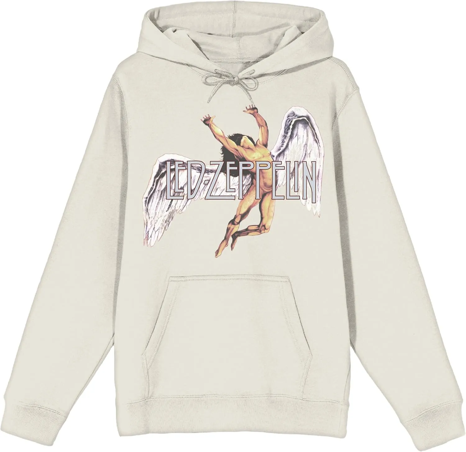Bioworld Led Zeppelin Falling Icarus & Logo Long Sleeve Sand Adult Hooded Sweatshirt