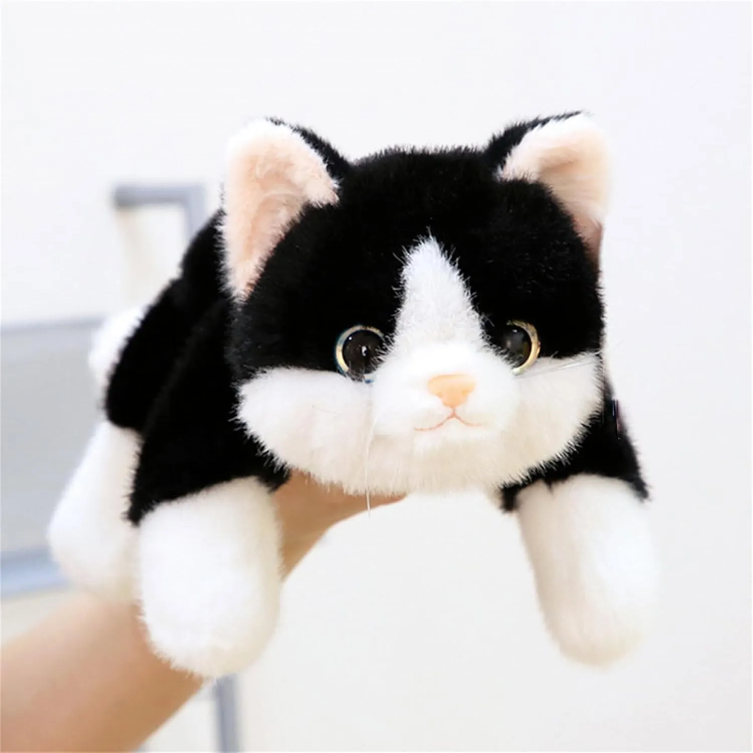 Black & White Cat Weighted Stuffed Animals, 25.6 Inch Cat Weighted Plush Toy, Stuffed Cat Plushies Cute Weighted Cat Plush Pillow Kitten Dolls Gifts for Kids Boys Girls