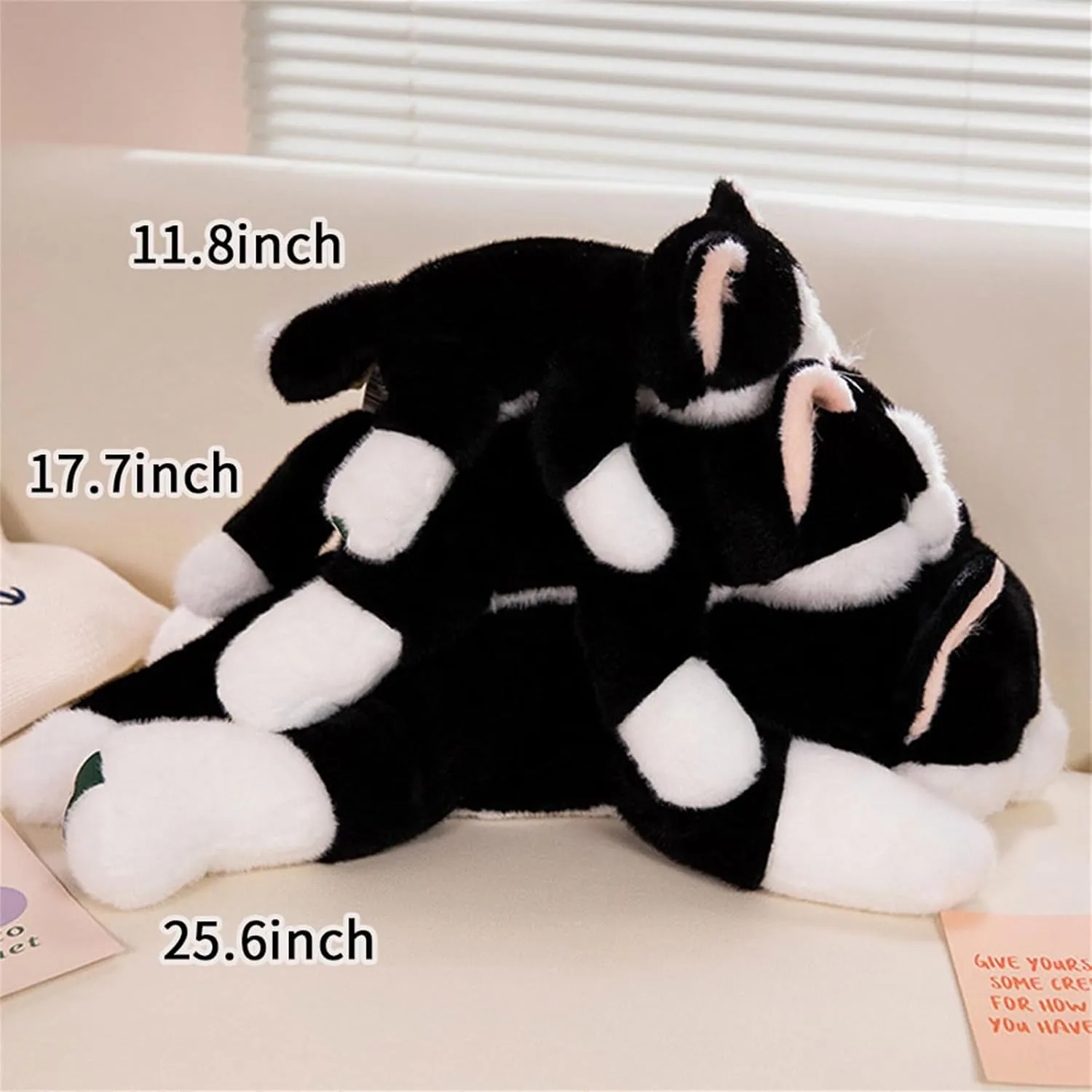 Black & White Cat Weighted Stuffed Animals, 25.6 Inch Cat Weighted Plush Toy, Stuffed Cat Plushies Cute Weighted Cat Plush Pillow Kitten Dolls Gifts for Kids Boys Girls