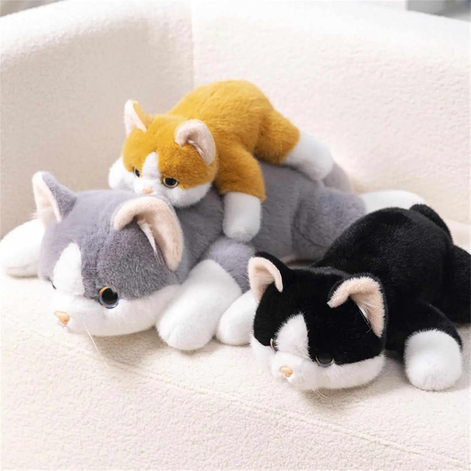 Black & White Cat Weighted Stuffed Animals, 25.6 Inch Cat Weighted Plush Toy, Stuffed Cat Plushies Cute Weighted Cat Plush Pillow Kitten Dolls Gifts for Kids Boys Girls