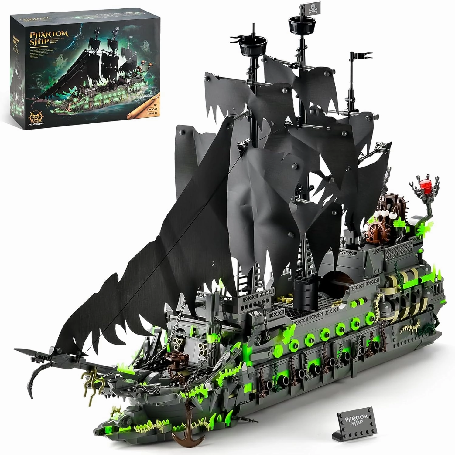 BNG Pirate Ship Building Toys for Adults,Ghost Ship Flying Dutchman Model Boat Toys,Adult,Home Office Decor Building Block,Gifts for Boys 14 (1994PCS)
