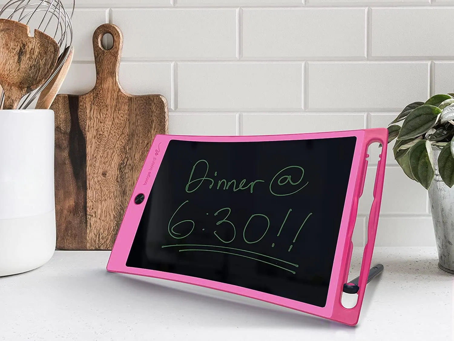 Boogie Board Jot Reusable Writing Tablet for Adults, 8.5 Digital Notebook with Instant Erase, Digital Notepad with Magnets, Note Taking Tablet for Work or School, Flamingo Pink