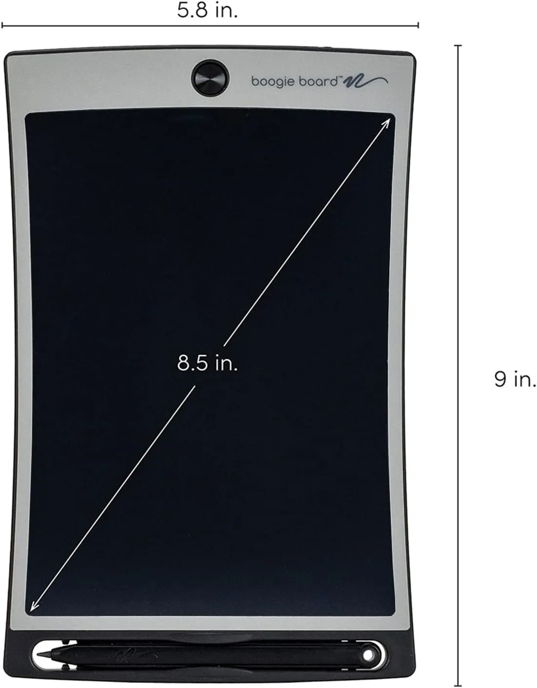 Boogie Board Jot Reusable Writing Tablet for Adults, 8.5 Digital Notebook with Instant Erase, Digital Notepad with Magnets, Note Taking Tablet for Work or School, Lunar Gray