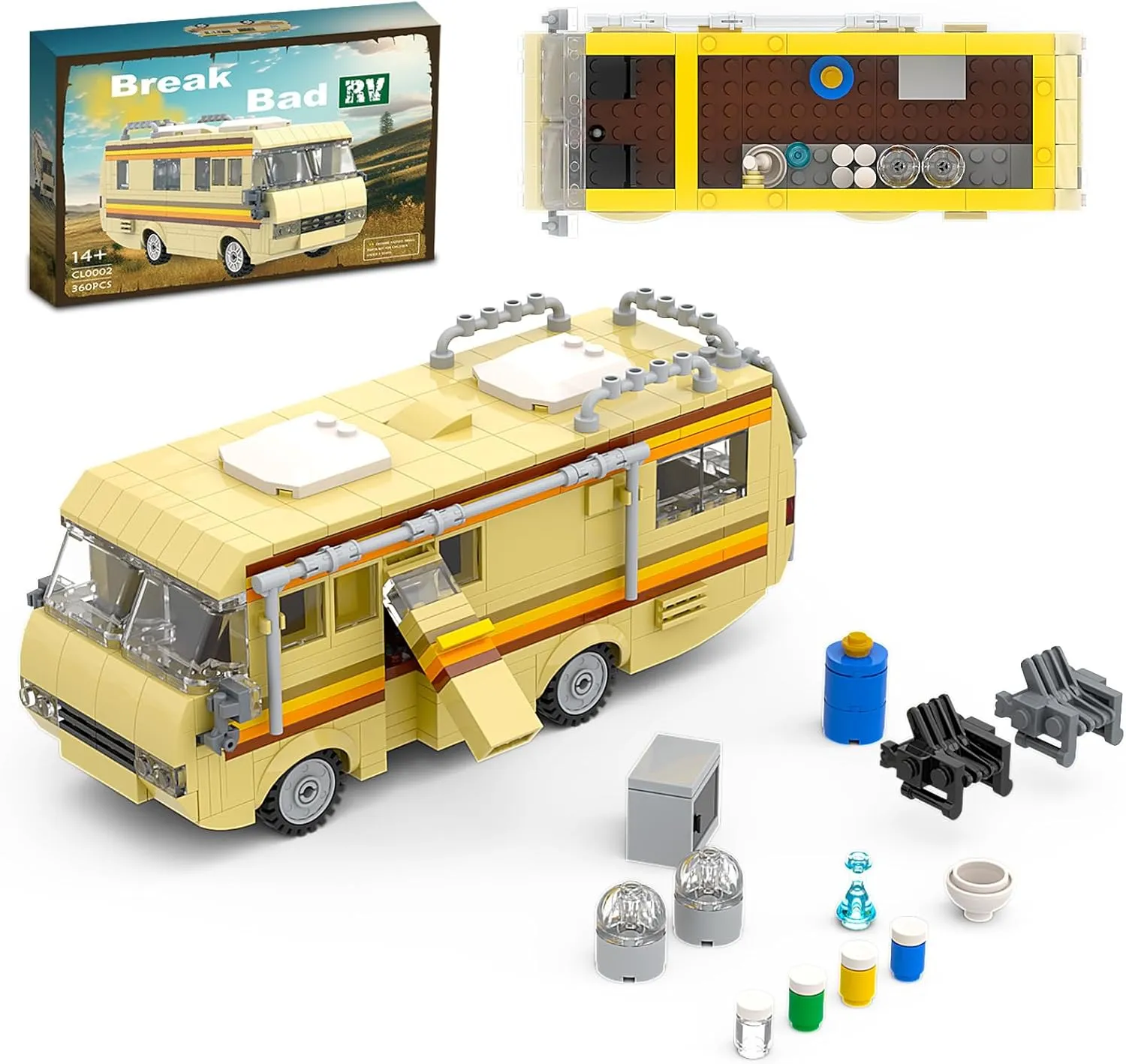 Breaking Bad Car RV Building Blocks, Creative House Van Building Bricks Kit Model for Gifts, Educational DIY Building Set Toy for Children and Adult