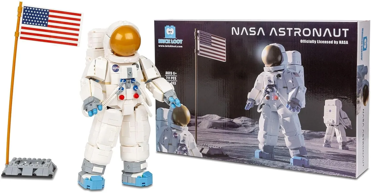 Brick Loot Officially Licensed NASA Apollo 11 Lunar Lander Astronaut Building Set – STEM Space Toy Compatible with Major Brick Brands – Educational Gift for Kids, Teens, and Adults