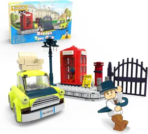 British Tiny Car Building Set, Bean’s Iconic Car Building Toys with Red London Telephone Box, Fun London Gift Idea for Adults and Toddlers 336 PCS