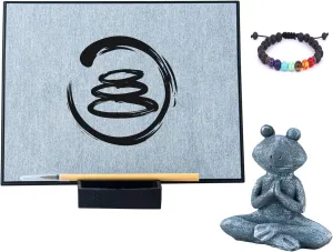 Buddha Zen Board Zen Meditation Board Inkless Drawing Board Ideal Buddha Frog Sculpture Relaxation Gifts for Women Or Men Cool Japanese Gifts