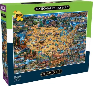 Buffalo Games - Dowdle - National Parks Map - 2000 Piece Jigsaw Puzzle for Adults -Challenging Puzzle Perfect for Game Nights - Finished Size is 38.50 x 26.50