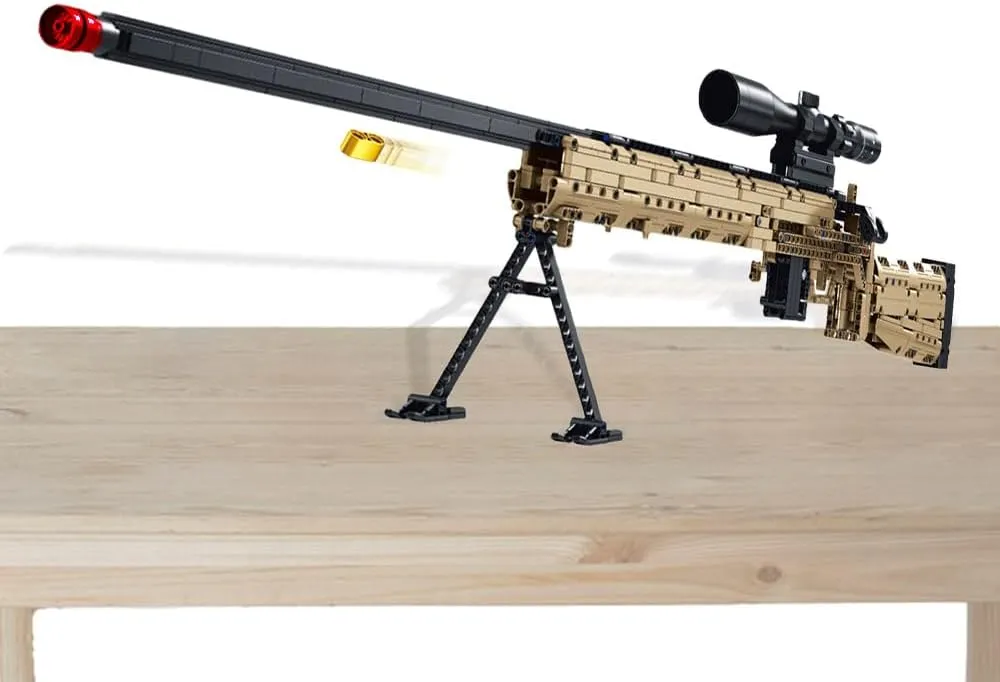 Building Blocks Gun Model Set - 1086 Pieces 1:1 Building Bricks Gun Toy, DIY Assembling Shootable Toys for Teens Boys Son Grandson Adults Sniper Military Hobby Collectors Christmas