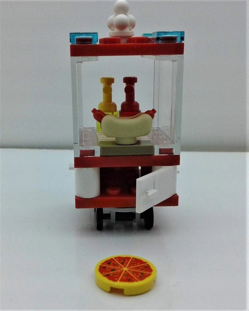 Building Bricks Toys Blocks NewsStand Pizza Hot Dog Fast Food Corner-Compatible with All Brands-MOC Minifigure City Town Village (HOT Dog Stand W/Pizza)