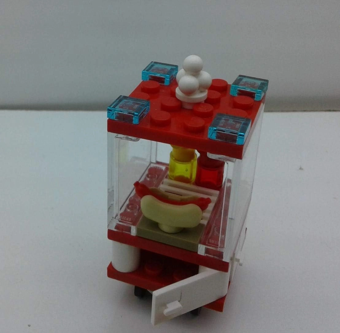 Building Bricks Toys Blocks NewsStand Pizza Hot Dog Fast Food Corner-Compatible with All Brands-MOC Minifigure City Town Village (HOT Dog Stand W/Pizza)