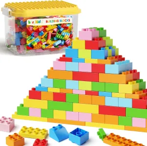 burgkidz 150PCS Jumbo Building Blocks with Clear Storage Box & Baseplate Lid - STEM Educational Toys for Toddlers 3  Years, Compatible with Major Building Systems