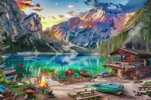 Camping Lakeside 1000 Piece Creative Fun Jigsaw Puzzle for Adults Challenging Traditional Puzzle Perfect for Family Nights Game