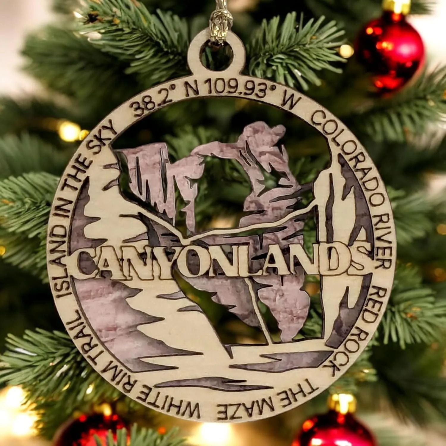 Canyonlands National Park Red Rock Landscape - Utah Souvenir 3" Wooden Ornament, 2-Layer Christmas Decor, Oregon-Made