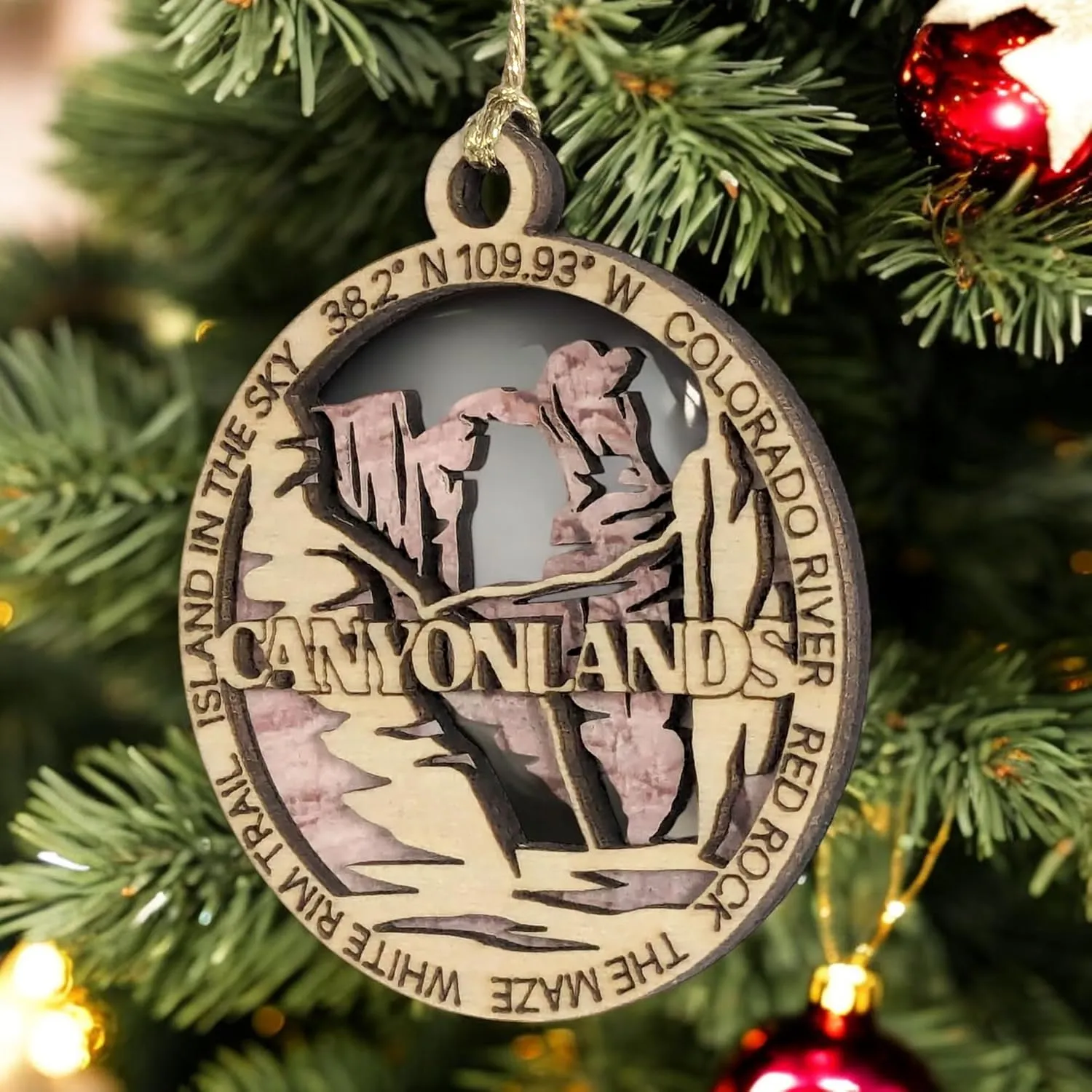 Canyonlands National Park Red Rock Landscape - Utah Souvenir 3" Wooden Ornament, 2-Layer Christmas Decor, Oregon-Made