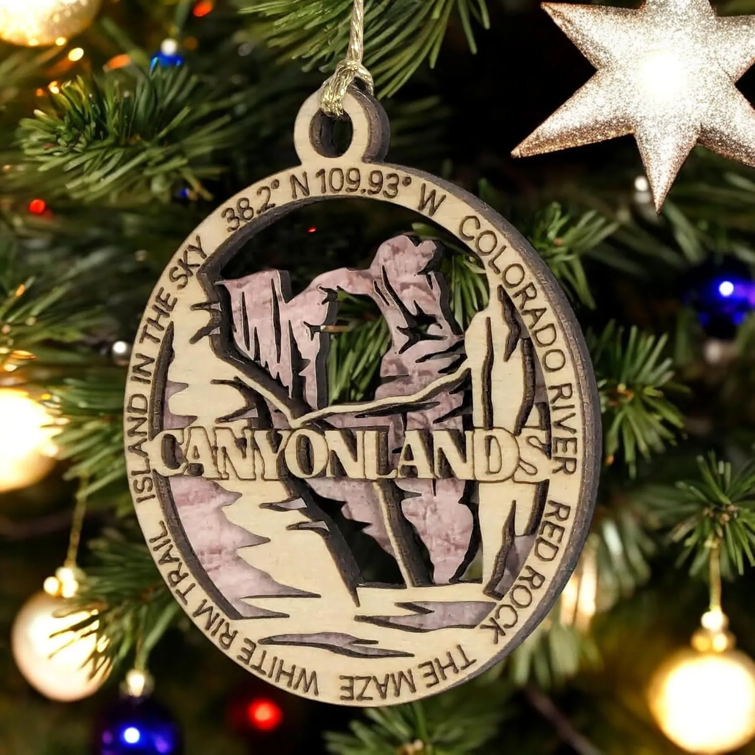 Canyonlands National Park Red Rock Landscape - Utah Souvenir 3" Wooden Ornament, 2-Layer Christmas Decor, Oregon-Made