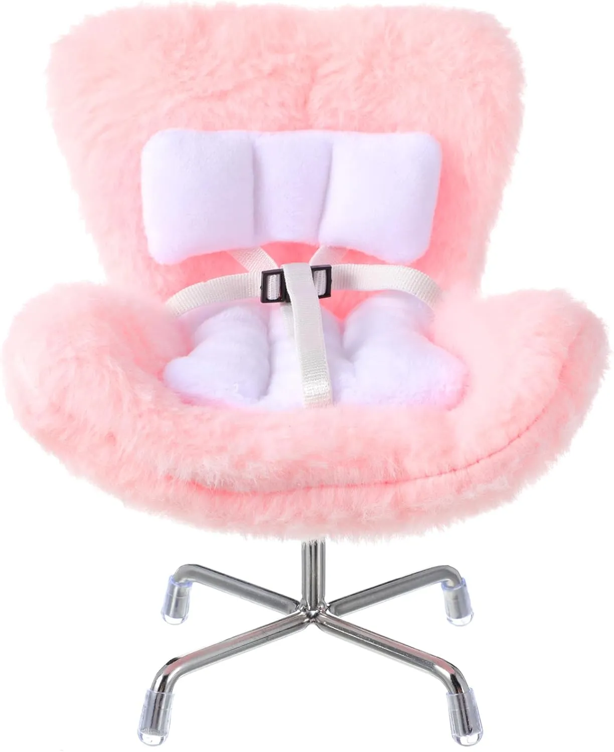 Car Seat for Dolls with Soft Furry Cushion Included Air Vent Clip Seat Leg and Scented Box for Car Decoration Doll Lover's Gift (Pink)