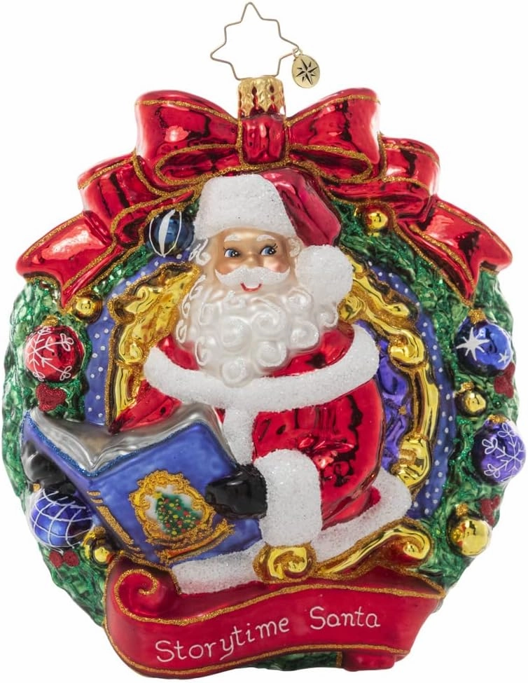 Christopher Radko Hand-Crafted European Glass Christmas Tree Ornament Decoration, Santa's Story Time