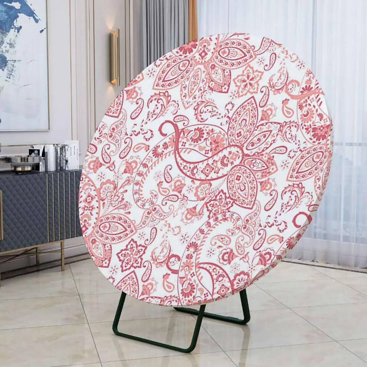 Circular Fitting Tablecloth Elasticity Romantic Rose Flower Bouquet Blooms Pastel Waterproof Elastic Edge Round Cover Anti Fading Tablecloth Floral Fits up 42"-46" Diameter Tables Light Pink