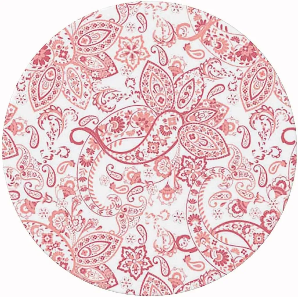 Circular Fitting Tablecloth Elasticity Romantic Rose Flower Bouquet Blooms Pastel Waterproof Elastic Edge Round Cover Anti Fading Tablecloth Floral Fits up 42"-46" Diameter Tables Light Pink