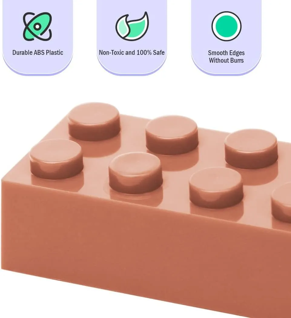 Classic Building Bricks, 200 Piece 2x4 Building Blocks STEM Creative Building Toys, 100% Compatible with All Major Brands, Building Bricks Play Set for Kids Age 3  (Flannel Brown)
