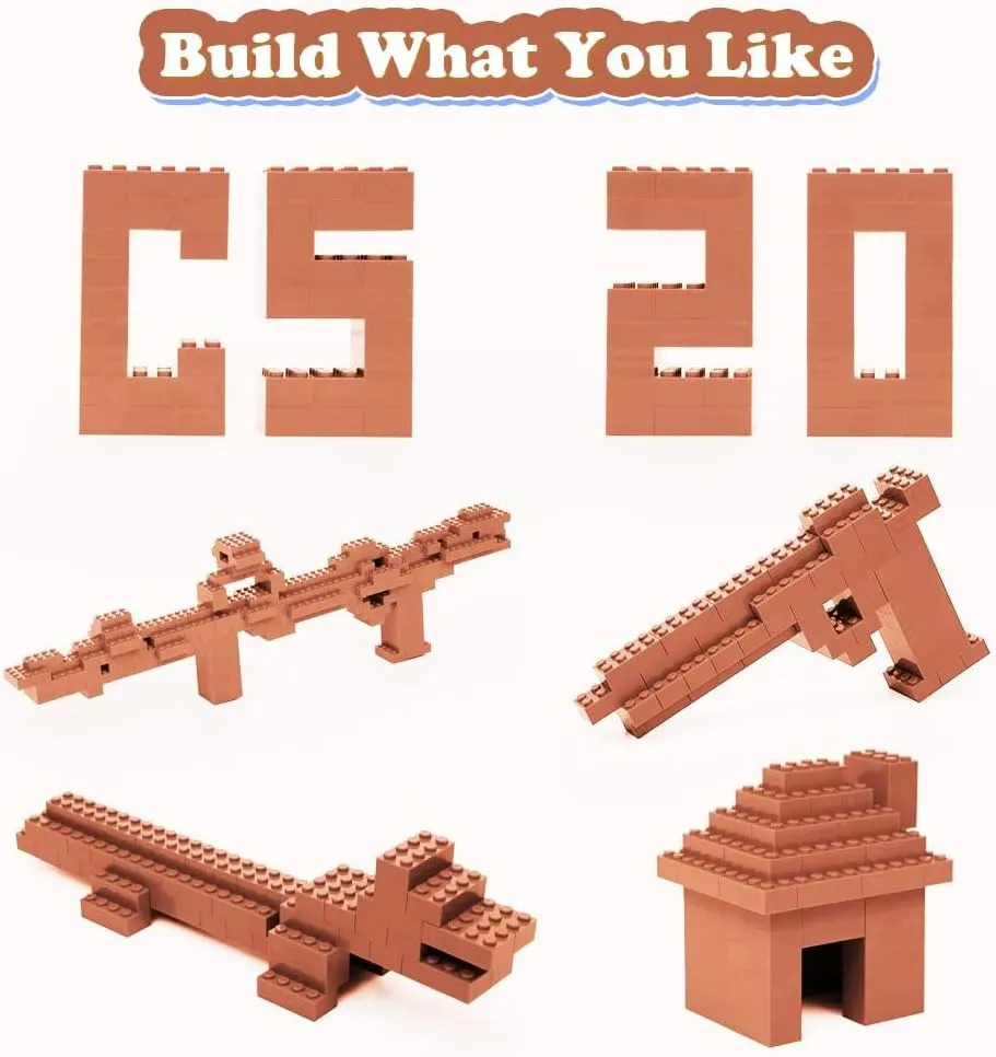 Classic Building Bricks, 200 Piece 2x4 Building Blocks STEM Creative Building Toys, 100% Compatible with All Major Brands, Building Bricks Play Set for Kids Age 3  (Flannel Brown)