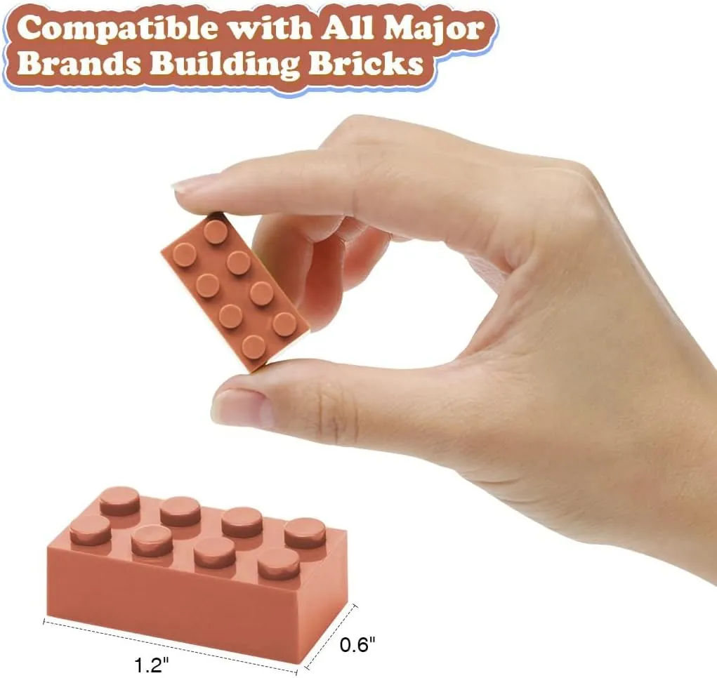 Classic Building Bricks, 200 Piece 2x4 Building Blocks STEM Creative Building Toys, 100% Compatible with All Major Brands, Building Bricks Play Set for Kids Age 3  (Flannel Brown)