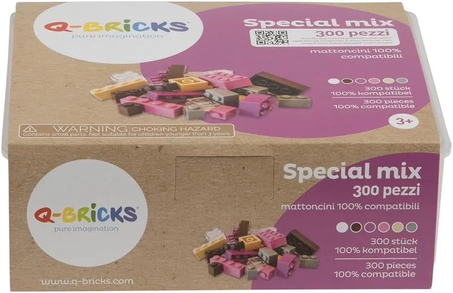 Classic Building Bricks Box |Special Mix | 300 Basic Building Bricks in 5 Shapes | 6 Colors | Packed in a Reusable Box.