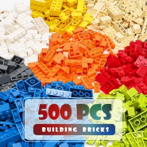 Classic Building Bricks Set, 500 Pieces Basic Building Blocks, STEM Creative Compatible with All Major Brands, Ideal Educational Toy for Kids Teens