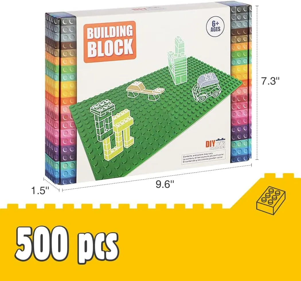 Classic Building Bricks Set, 500 Pieces Basic Building Blocks, STEM Creative Compatible with All Major Brands, Ideal Educational Toy for Kids Teens