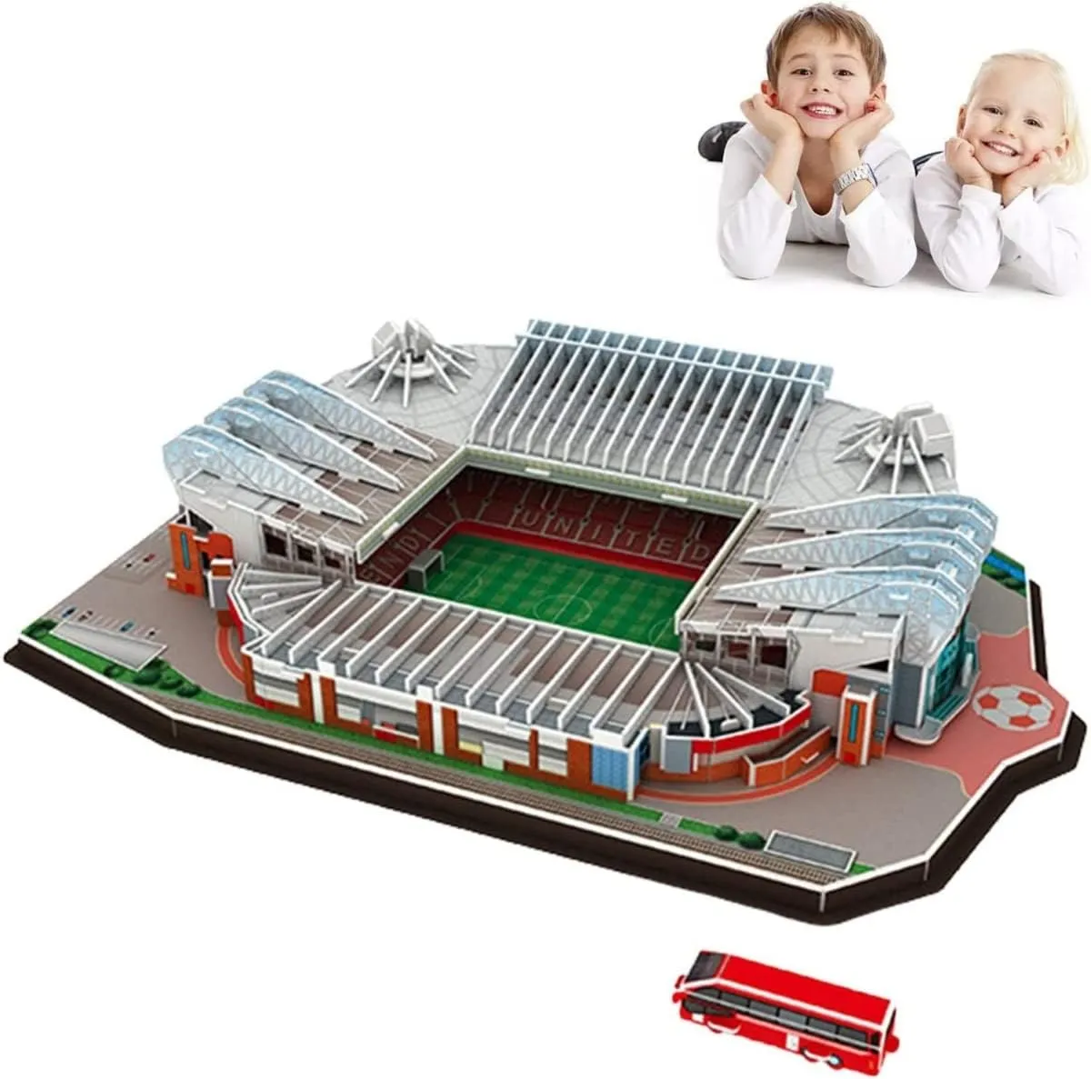 Classic Football Stadium Puzzle,3D Puzzle Soccer Club Venues,3D Paper Model Building Puzzle Kit, Soccer Stadium Souvenir Gift,Handmade Puzzle Ornaments，Cardboard Model (Old Trafford)