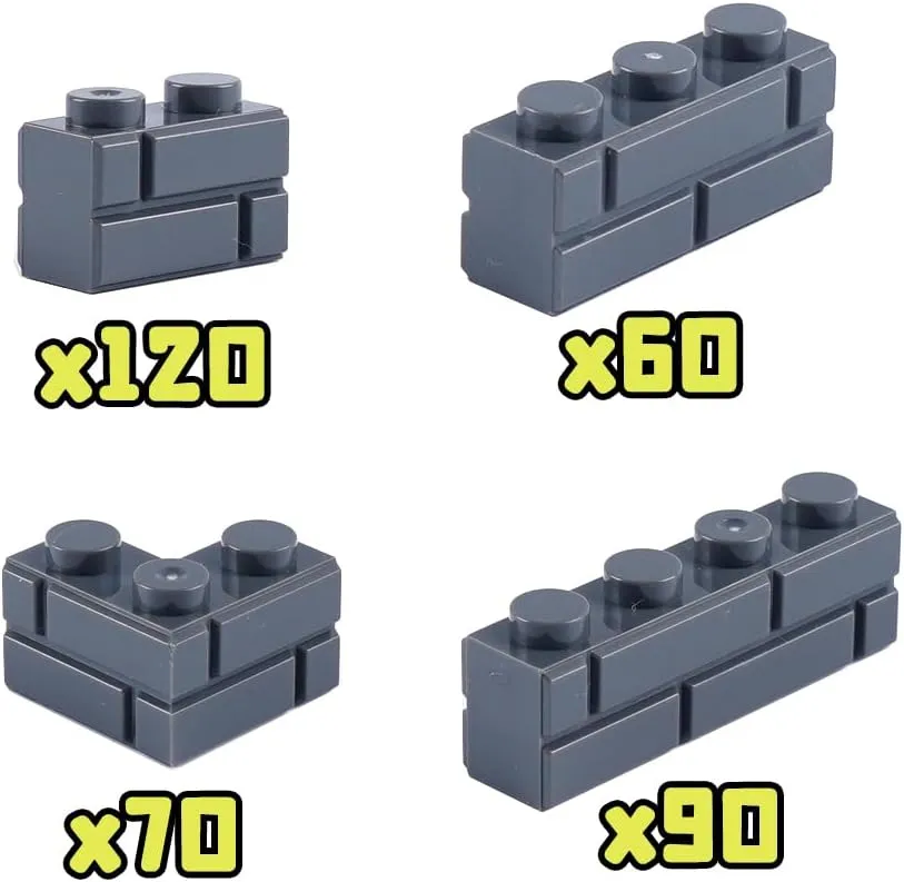 Classic Masonry Profile Bricks Pieces: 340 PCS Wall Accessories Building Block Parts Sets(Dark Gray)