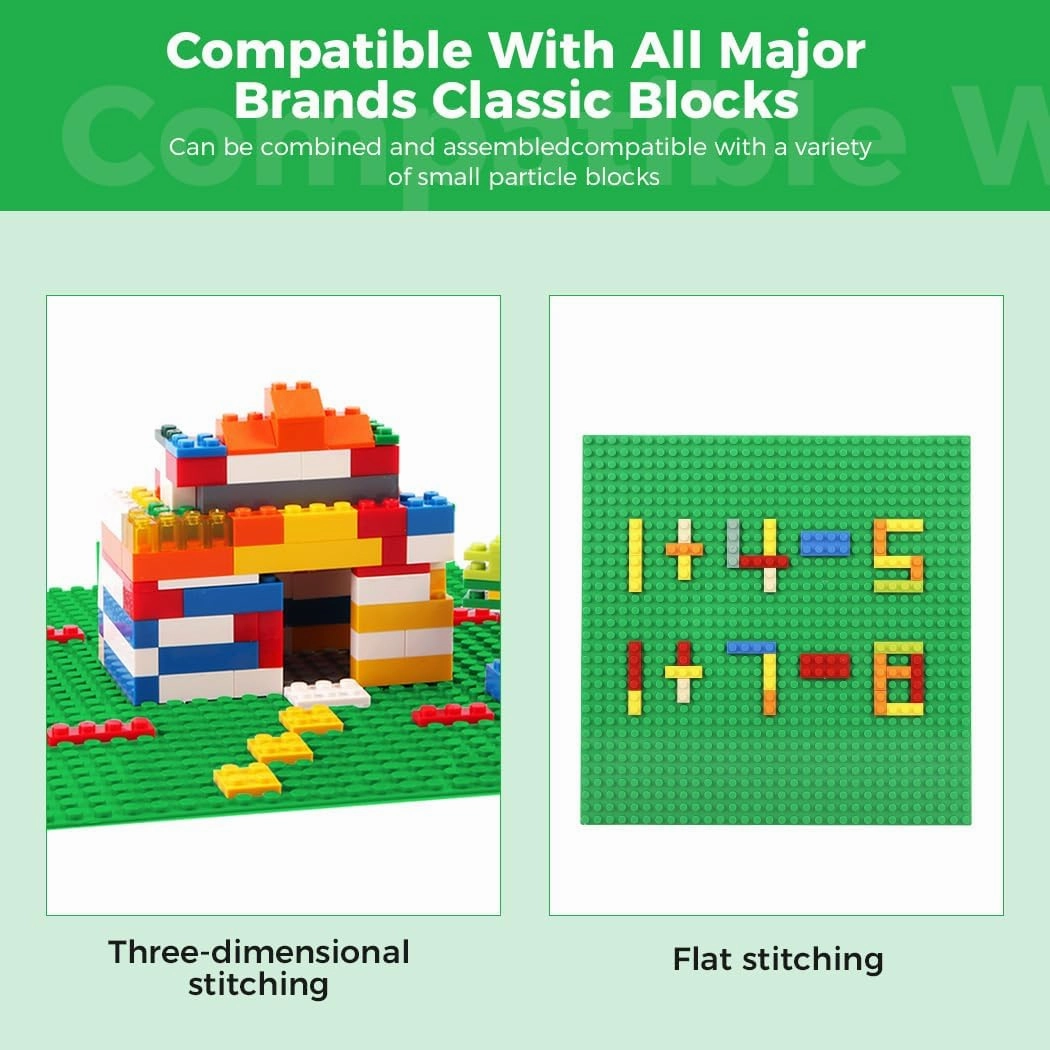 Classic Baseplates Building Plates-8 Pack 10" x 10" Building Boards,100% Compatible with All Major Brands and Activity Table, Creative Platforms Mats for Toy Bricks,Green