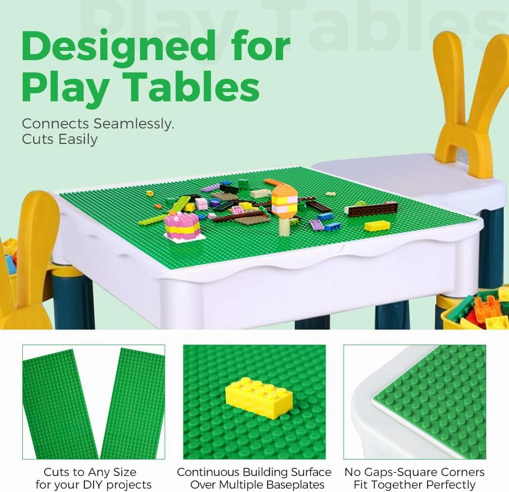 Classic Baseplates Building Plates-8 Pack 10" x 10" Building Boards,100% Compatible with All Major Brands and Activity Table, Creative Platforms Mats for Toy Bricks,Green