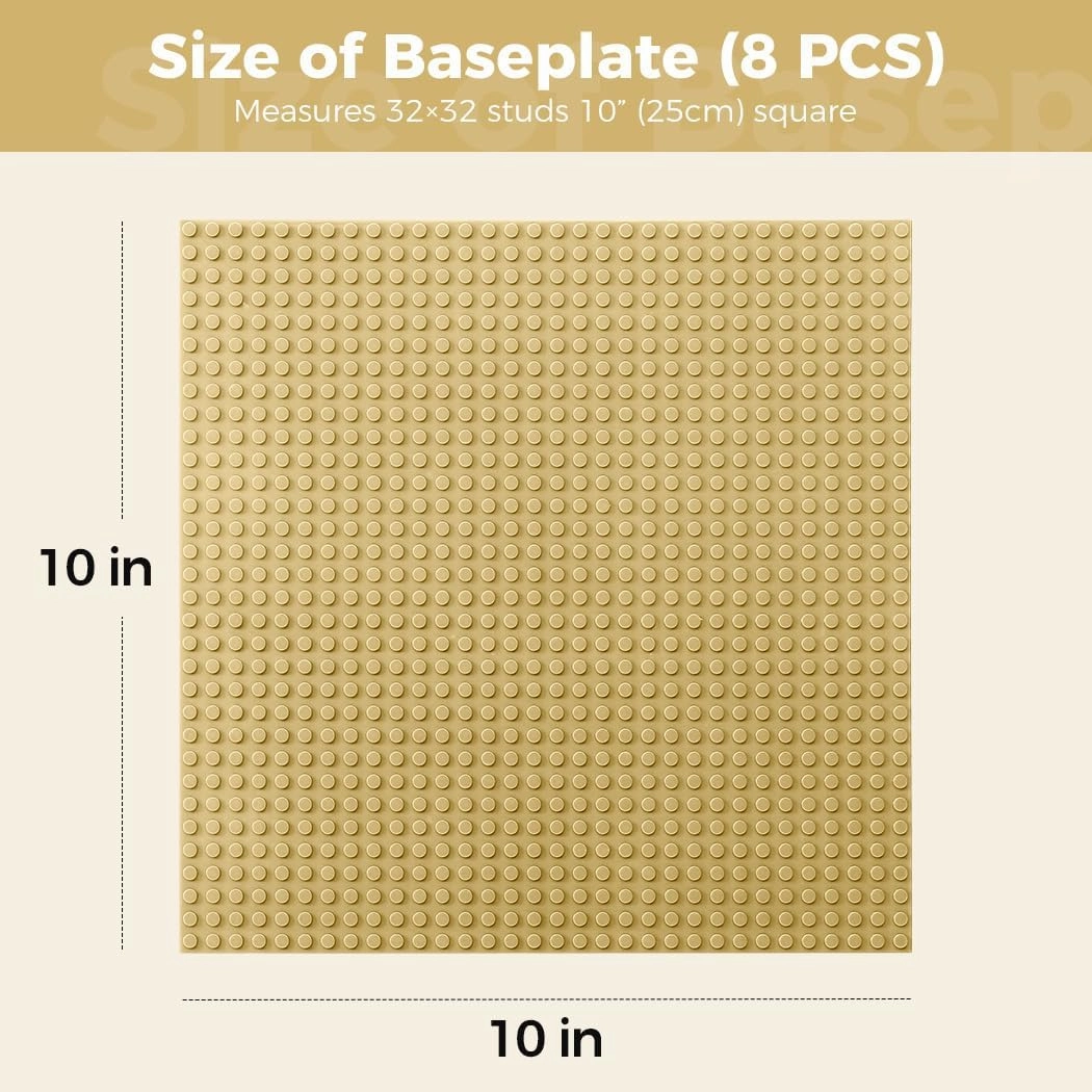 Classic Baseplates Building Plates-8 Pack 10" x 10" Building Boards,100% Compatible with All Major Brands and Activity Table, Creative Platforms Mats for Toy Bricks,Sand