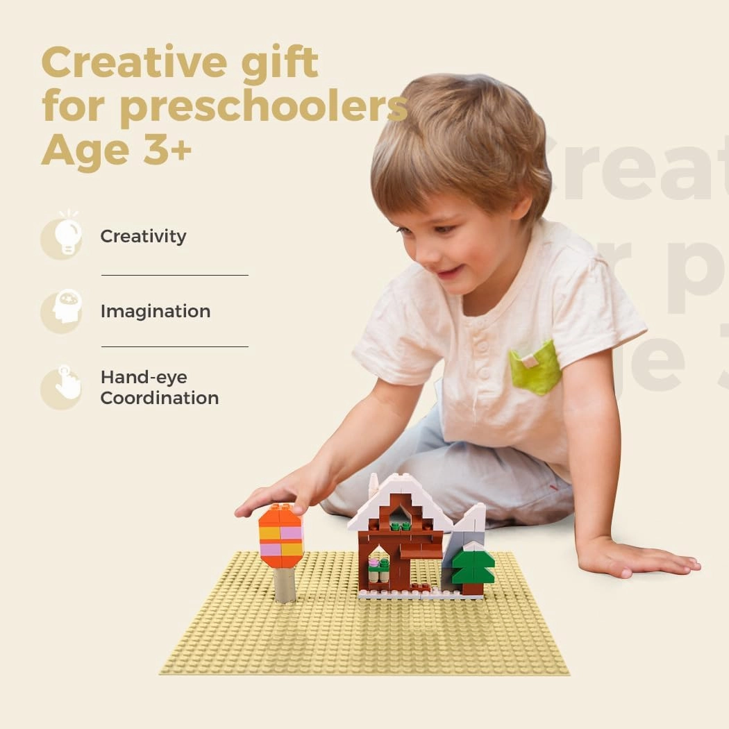 Classic Baseplates Building Plates-8 Pack 10" x 10" Building Boards,100% Compatible with All Major Brands and Activity Table, Creative Platforms Mats for Toy Bricks,Sand