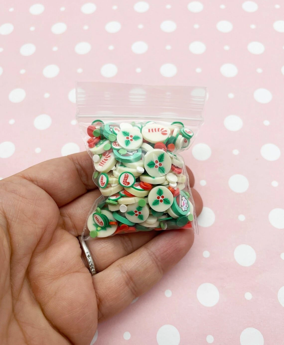 Classic Christmas Cookie Polymer Clay Sprinkles, Fake Bake Xmas Confetti for Nail Art Slime Decoden Funfetti Jimmies - Not Edible (Green and Red, 30 gram Bag)