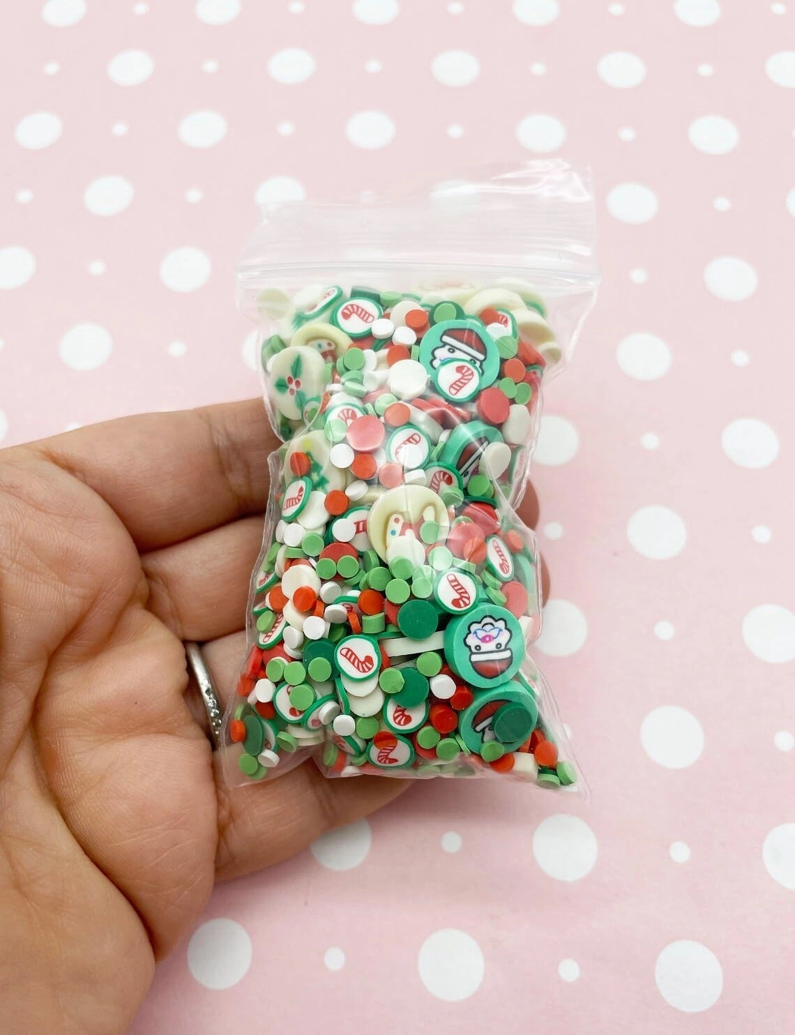 Classic Christmas Cookie Polymer Clay Sprinkles, Fake Bake Xmas Confetti for Nail Art Slime Decoden Funfetti Jimmies - Not Edible (Green and Red, 30 gram Bag)