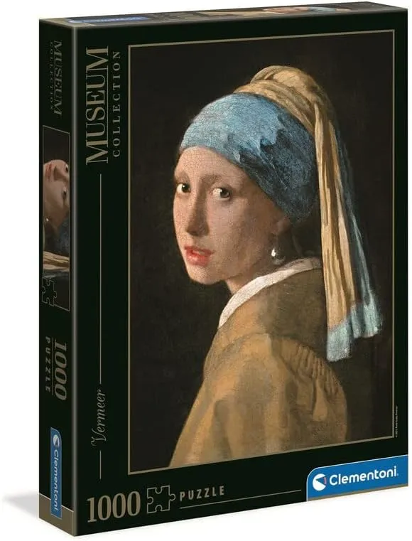 Clementoni 39614 Jigsaw Puzzle 1,000 Pieces Museums Collection-Vermeer-The Girl with The Pearl Earring, no Colour