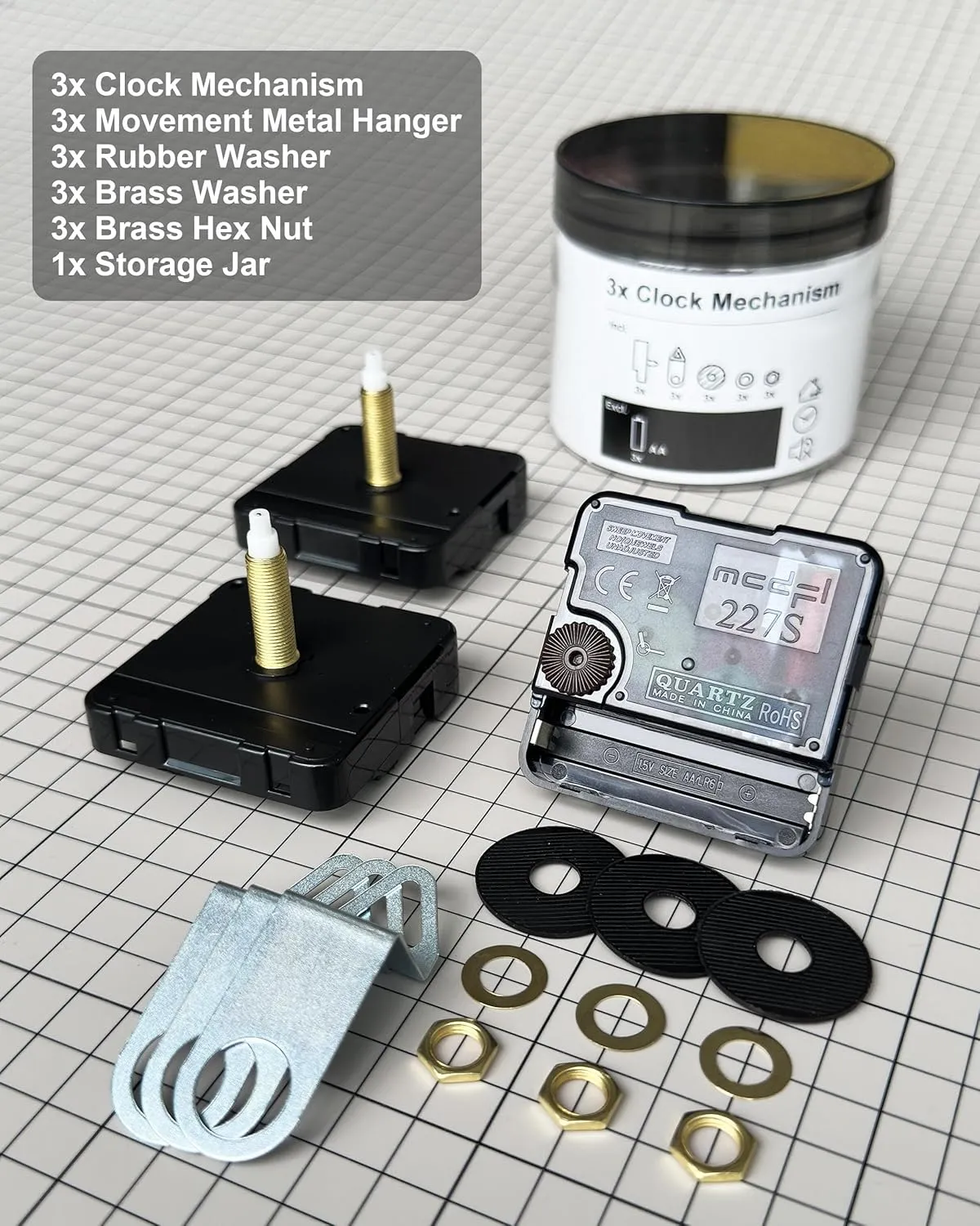 Clock Hands and Motor Kit White Rustic Handles 8 Set 23mm/0.91in Thread Length Extra Long Shaft Mechanisms 3 Sets Movement Battery Operated Timezone Clocks Motors Mechanism Replacement Hardware