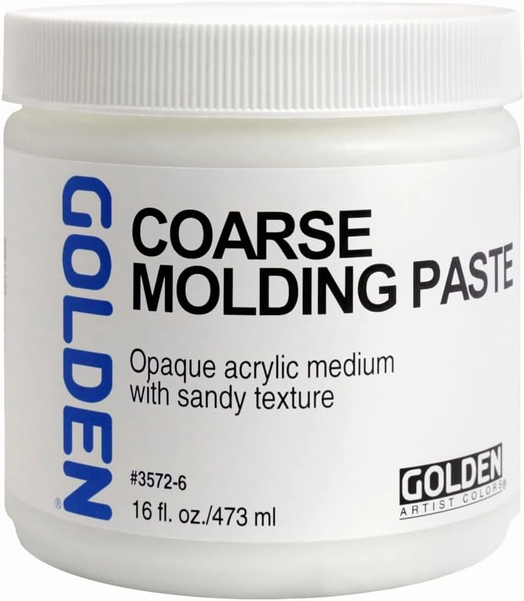 Coarse Molding Paste by GOLDEN, 16 fl. oz. Jar, Professional Acrylic Paste Medium, Opaque