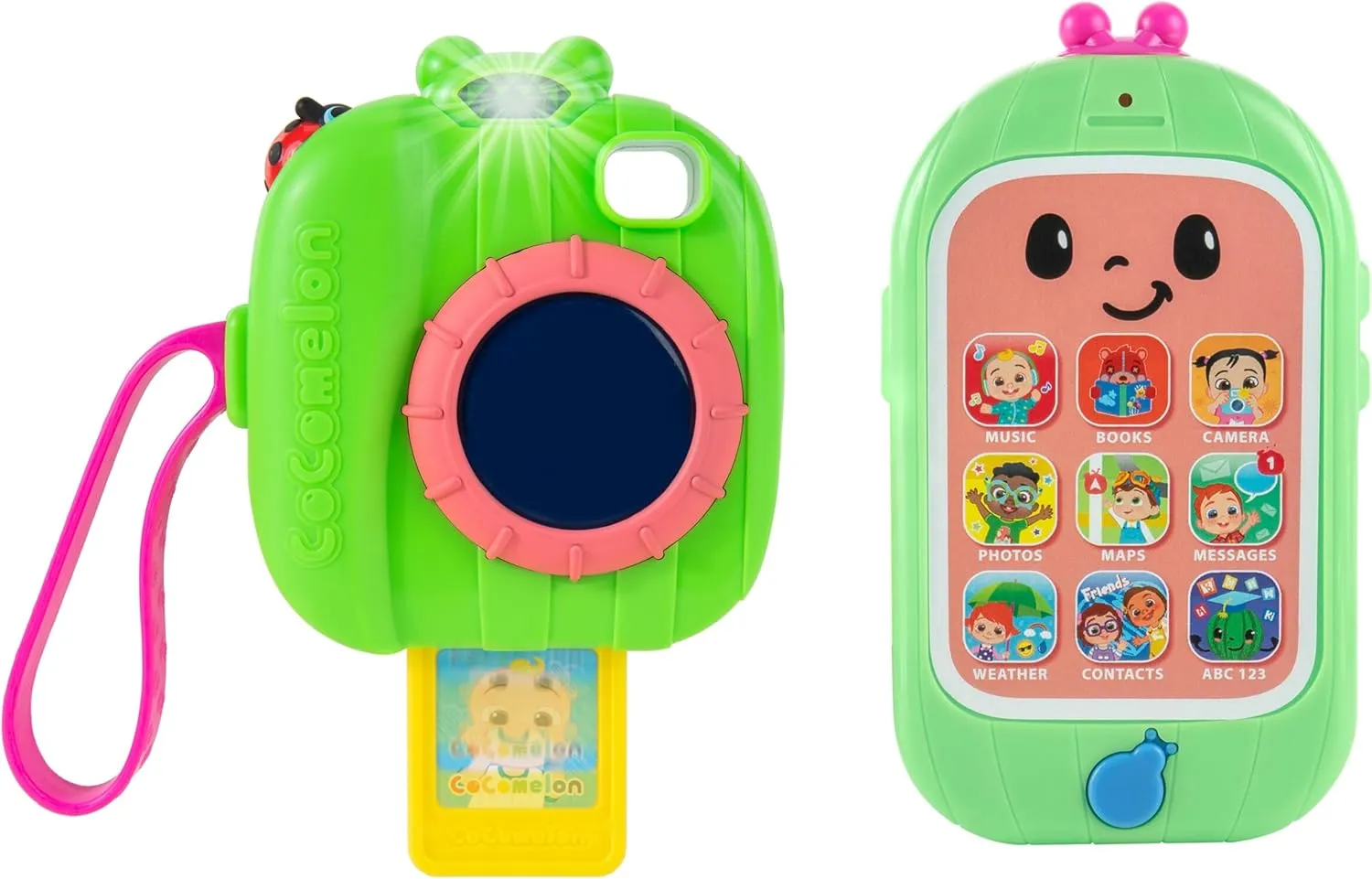 CoComelon Musical Cell Phone & Camera 2-Pack - Interactive Pretend Tech Learning Toy w/ Lights, Sounds & Music - Officially Licensed - Gift for Preschoolers and Kids - 2 