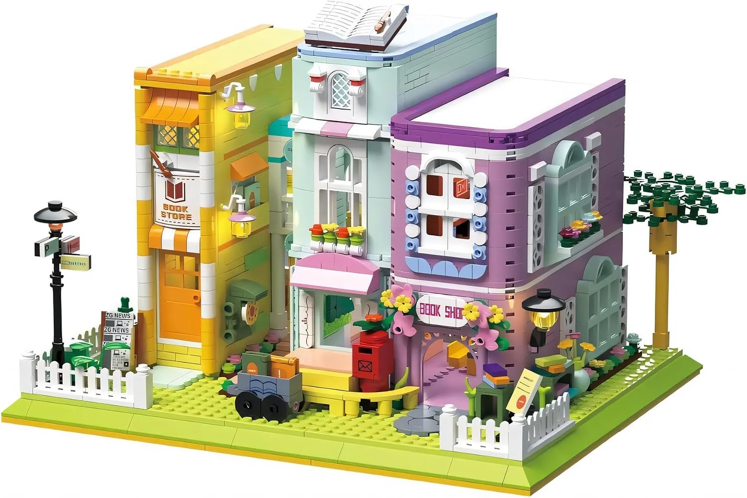 Coffee Bookstore Lighting Building-Bricks Set, Multifunctional Café Library LED Construction Set,DIY Christmas Holiday House,Gift for Boys,Girls and Adults(1699 Pcs)