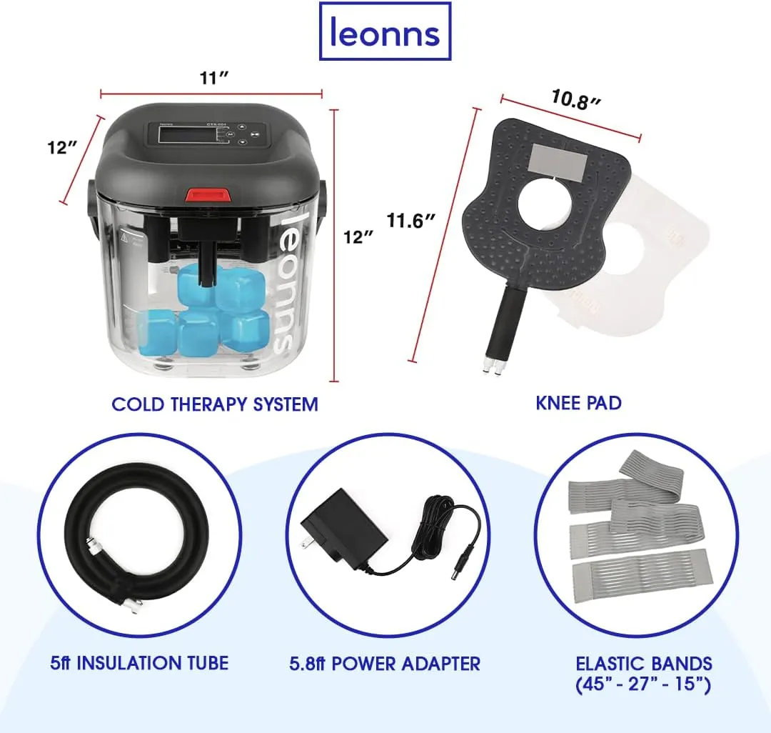 Cold Therapy Machine with Programmable Timer - Knee Recovery Ice Machine with Knee Compression Pad - Cryotherapy Machine and Knee Pad Included for Post-Surgery