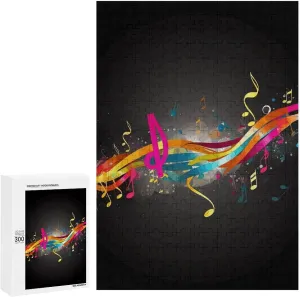 Colorful Musical Note Jigsaw Puzzles Wooden Puzzle Personalized 300 PCS for Adults Challenging Puzzle Family Wedding Graduation Present