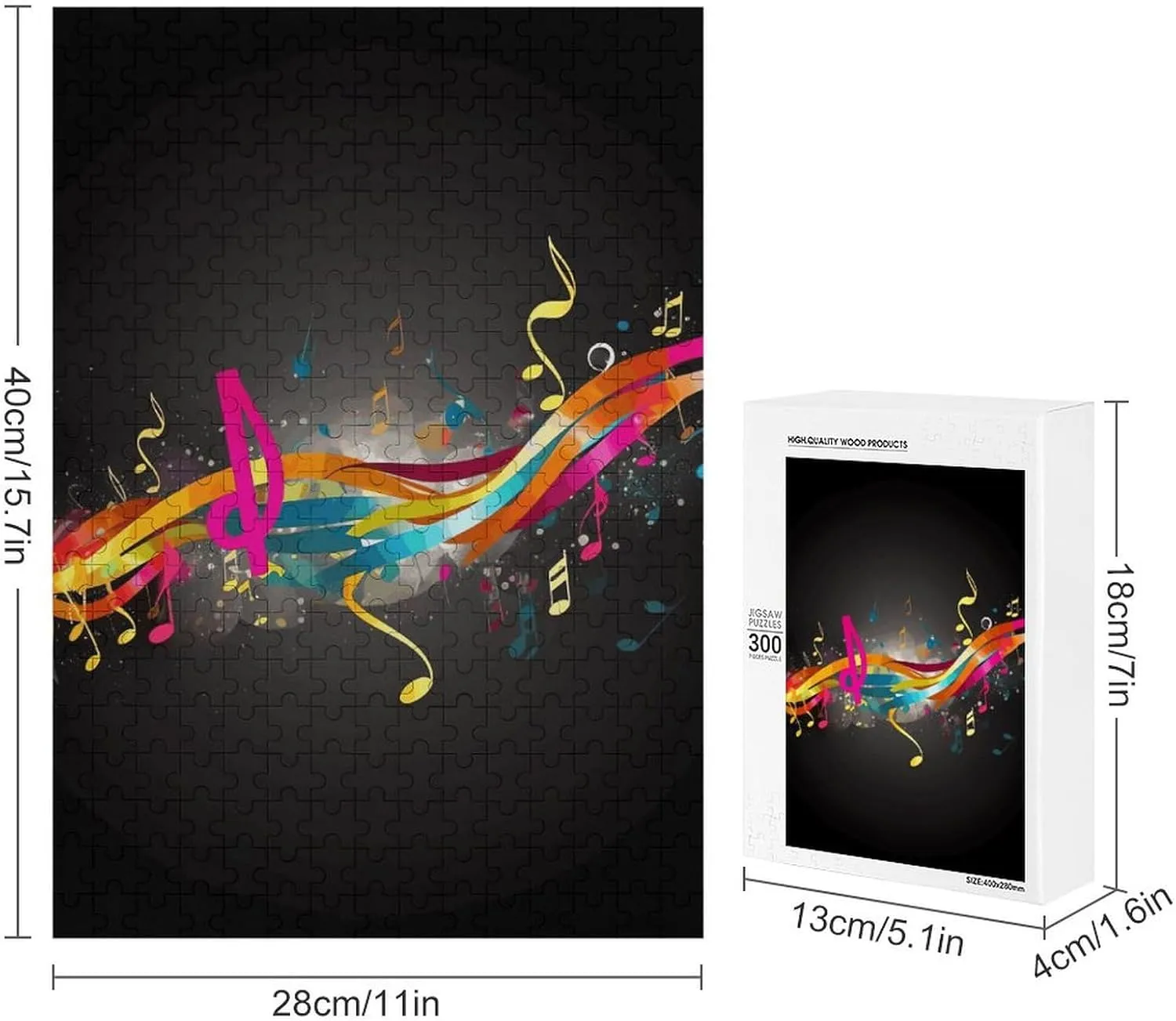 Colorful Musical Note Jigsaw Puzzles Wooden Puzzle Personalized 300 PCS for Adults Challenging Puzzle Family Wedding Graduation Present