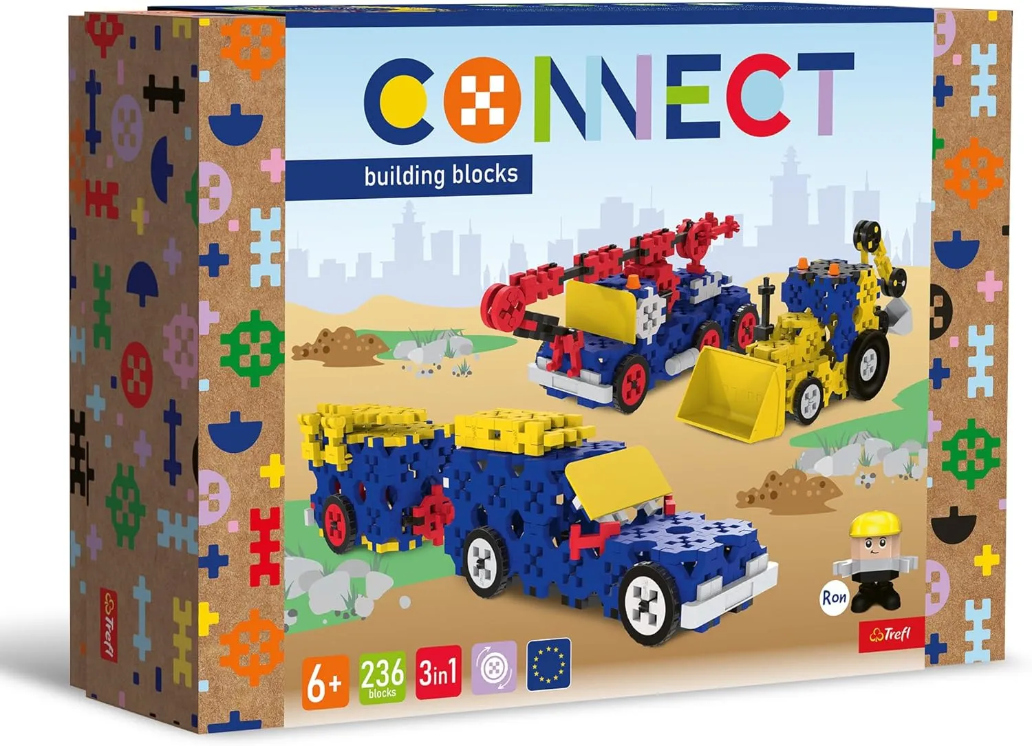 Connect Trefl Construction Bricks 3-in-1 Construction Vehicles/SUVs with Trailer - 236 Pieces: 231 Bricks   5 Bricks Figure, for Adults and Children Aged 6 Years and Up